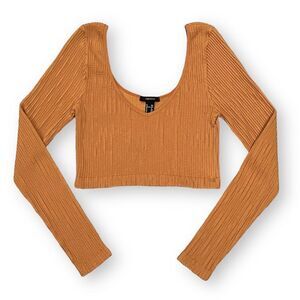 Forever 21 Orange Long Sleeves Cropped Top M/L